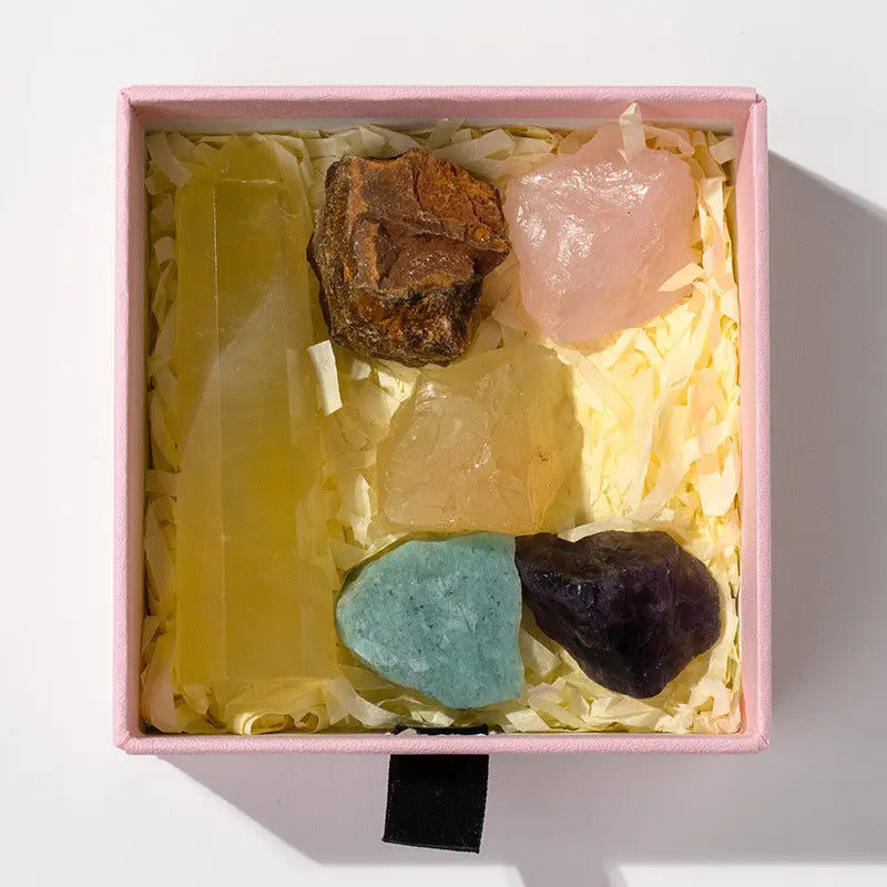Natural crystal point energy set with hexagonal raw towers Shinepurity