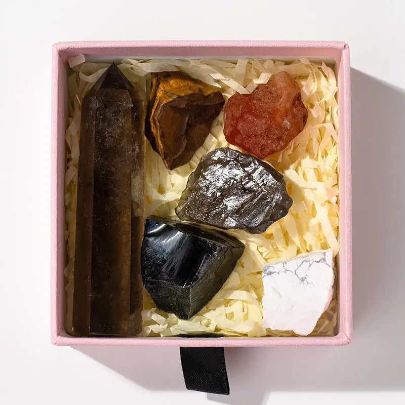 Natural crystal point energy set with hexagonal raw towers Shinepurity