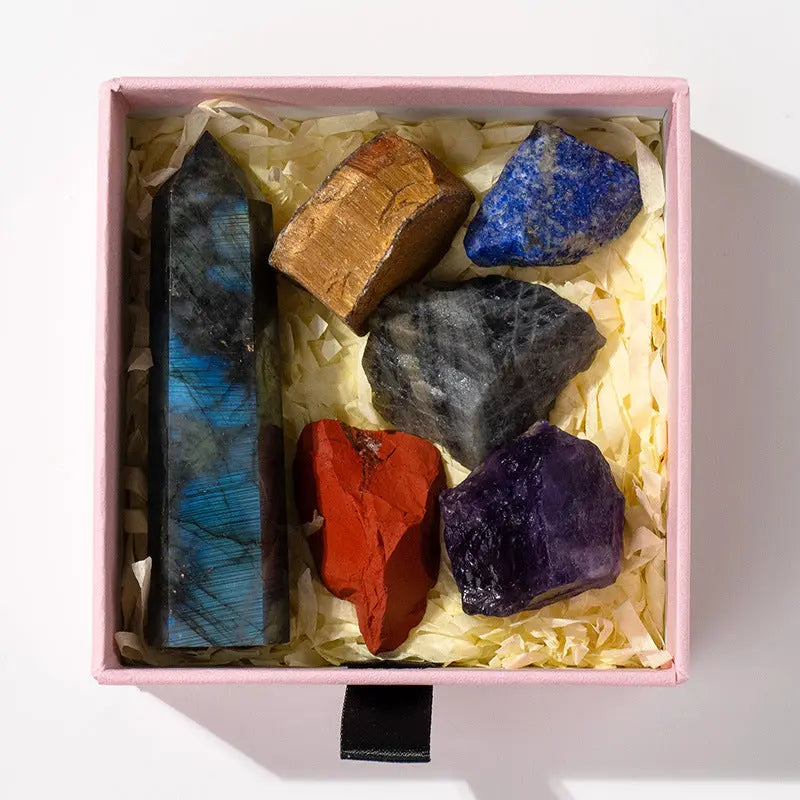 Natural crystal point energy set with hexagonal raw towers Shinepurity