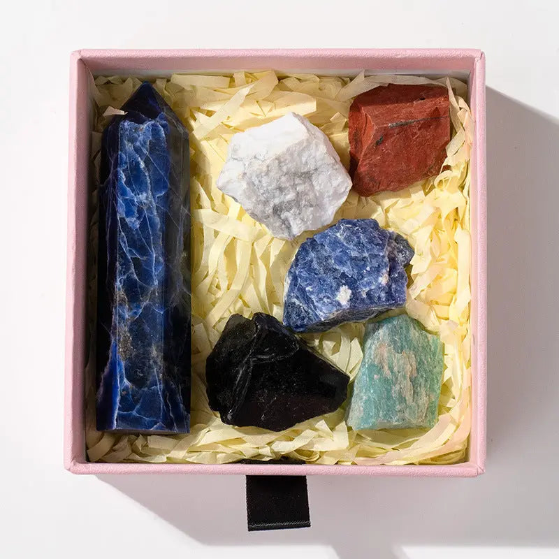 Natural crystal point energy set with hexagonal raw towers Shinepurity