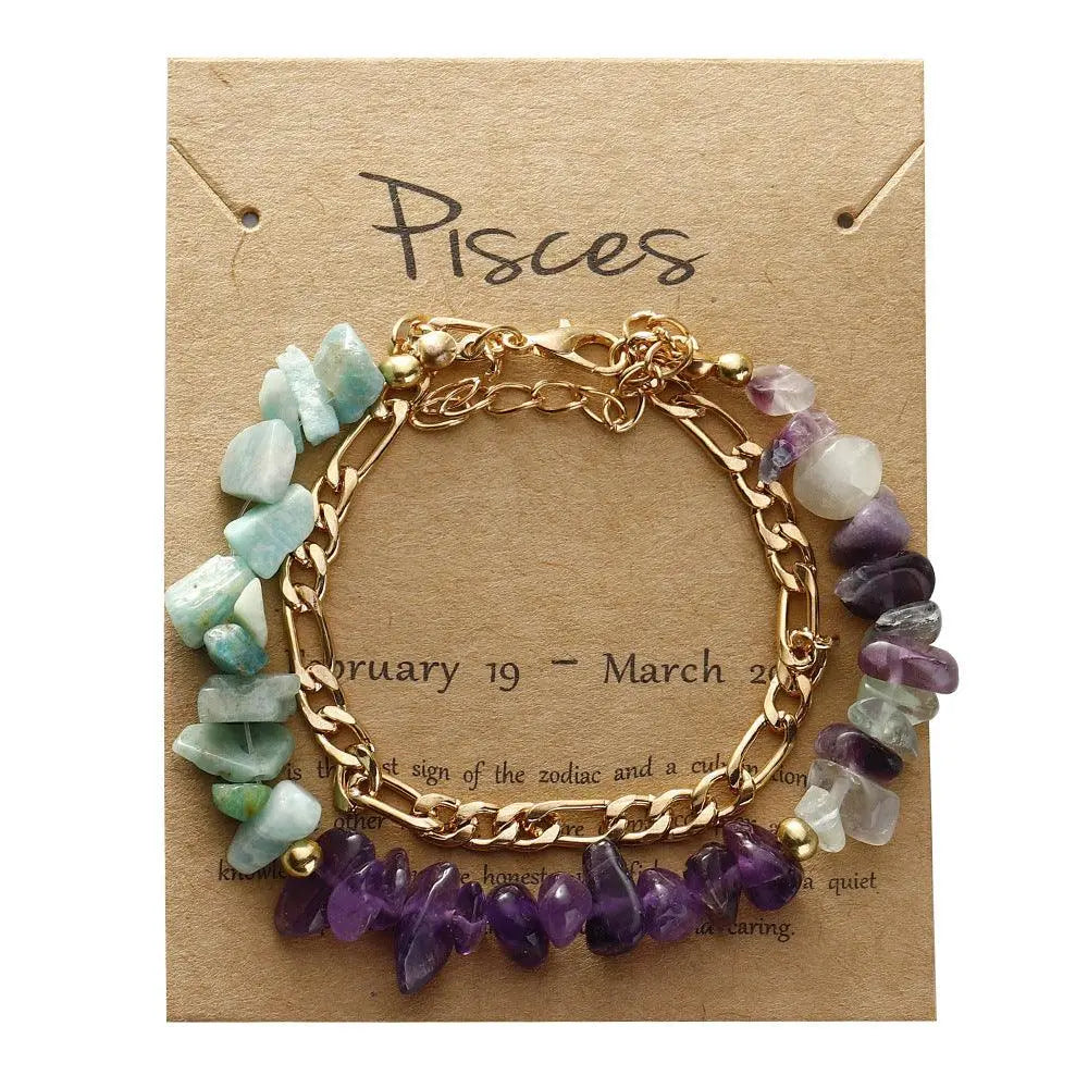 12 Zodiac Signs Crystal Chip Double Layer Bracelet - Shinepurity
