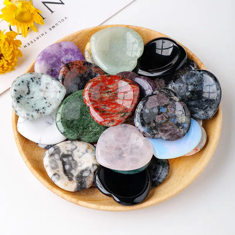 Raw Crystal Heart Worry Stone for Stress Relief & Healing Shinepurity