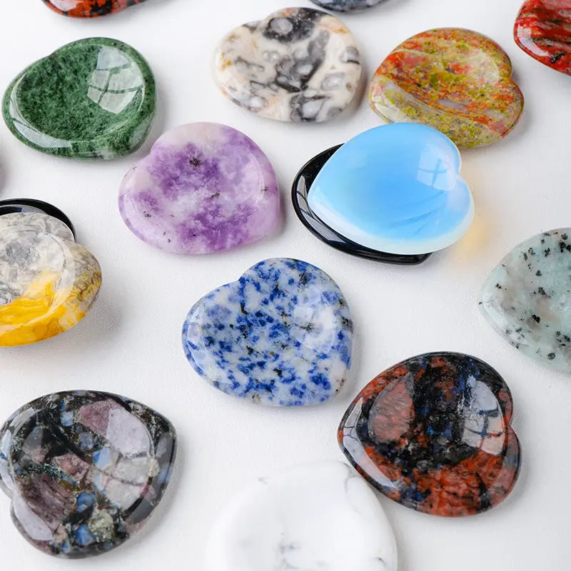 Raw Crystal Heart Worry Stone for Stress Relief & Healing Shinepurity