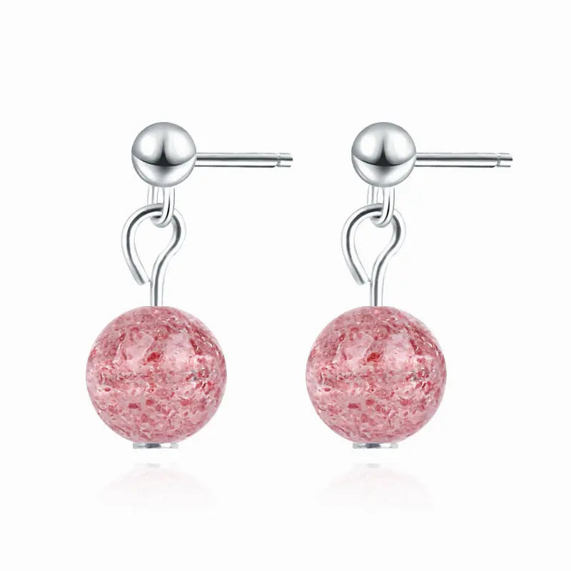 S925 Silver Strawberry Quartz Stud Earrings Shinepurity