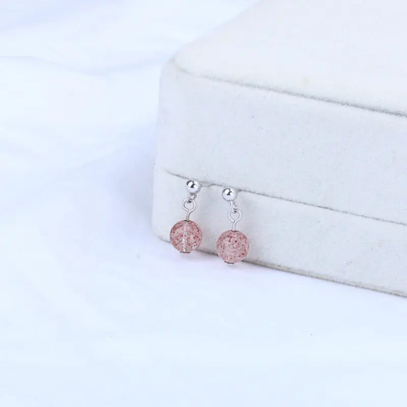 S925 Silver Strawberry Quartz Stud Earrings Shinepurity