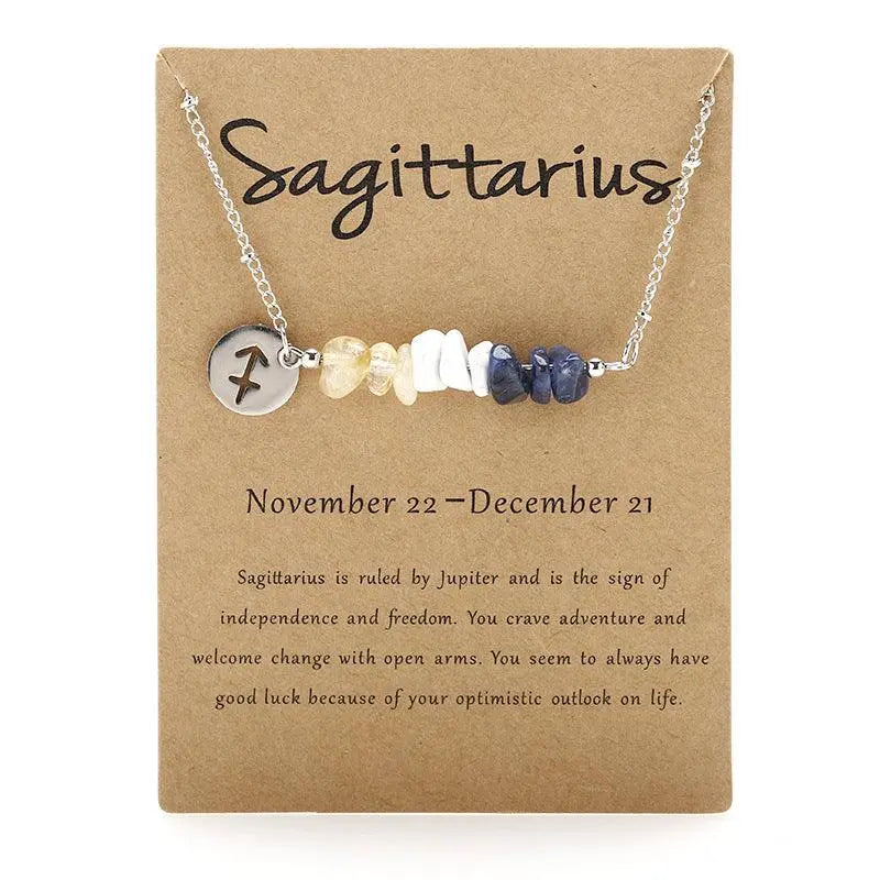 12 Zodiac Signs Crystal Gravel Necklace - Shinepurity