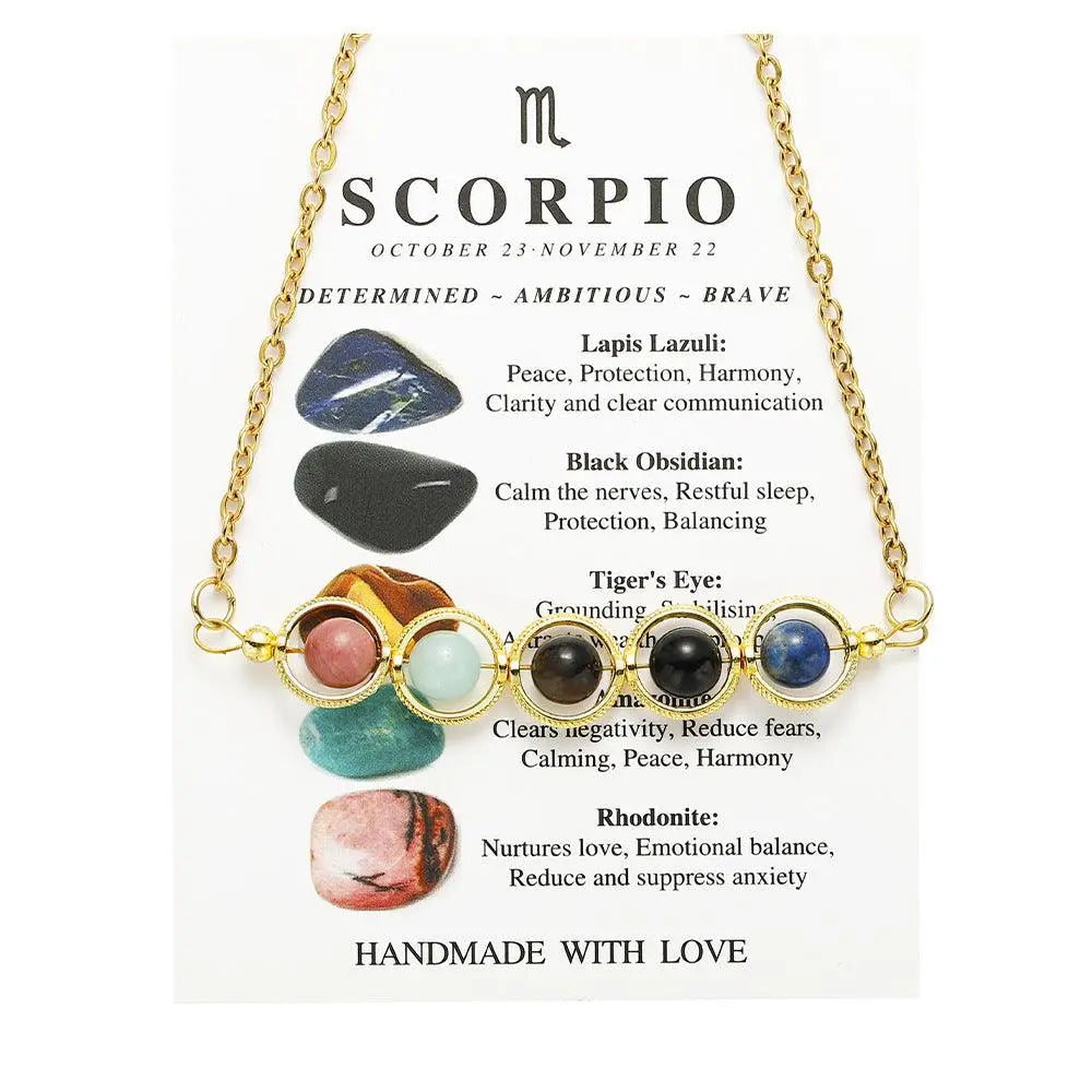 12 Zodiac | Scorpio - Obsidian & Tiger's Eye Peapod Bead Necklace - Shinepurity