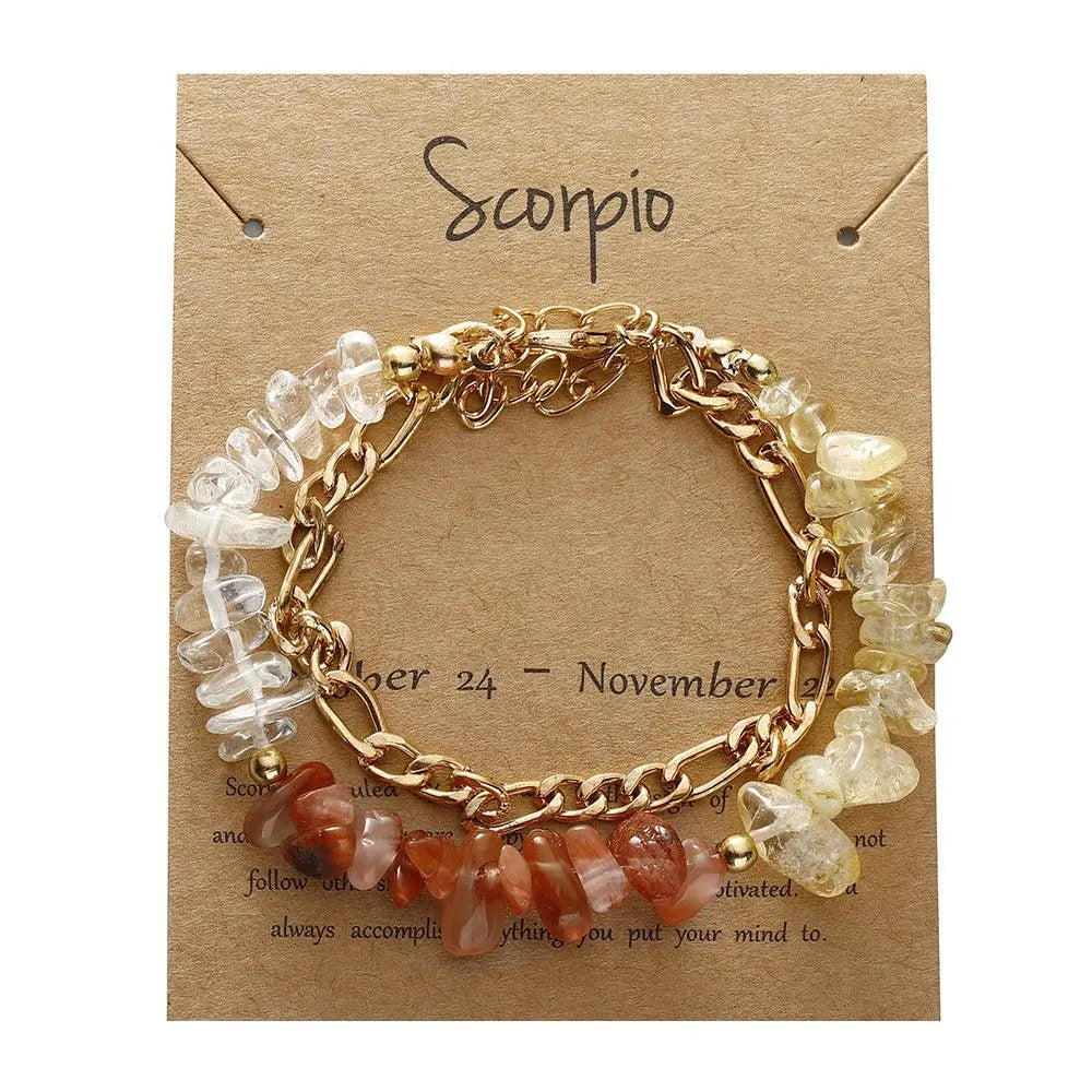 12 Zodiac Signs Crystal Chip Double Layer Bracelet - Shinepurity