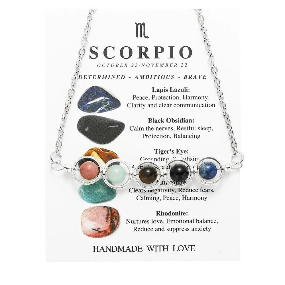 12 Zodiac | Scorpio - Obsidian & Tiger's Eye Peapod Bead Necklace - Shinepurity