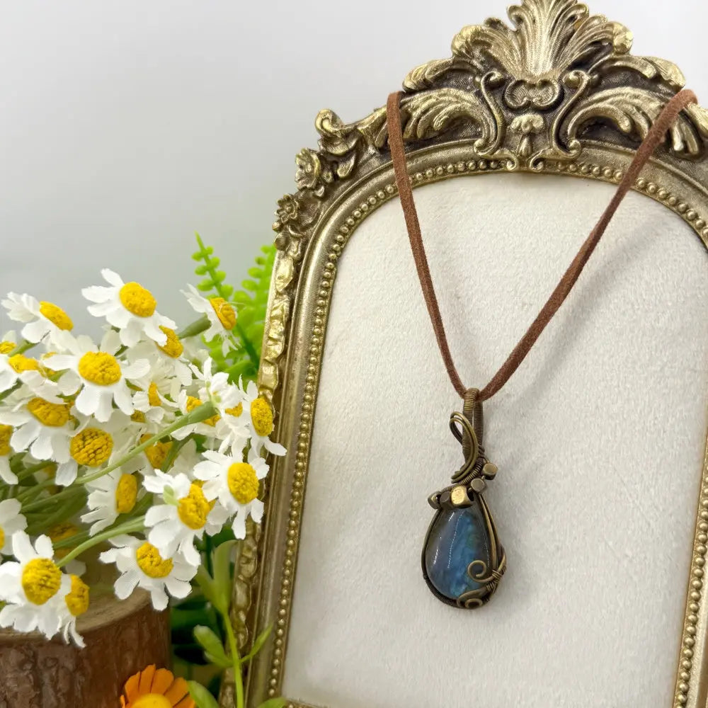 Starlight Whisper Handmade Labradorite Wire-Wrapped Pendant Necklace Shinepurity