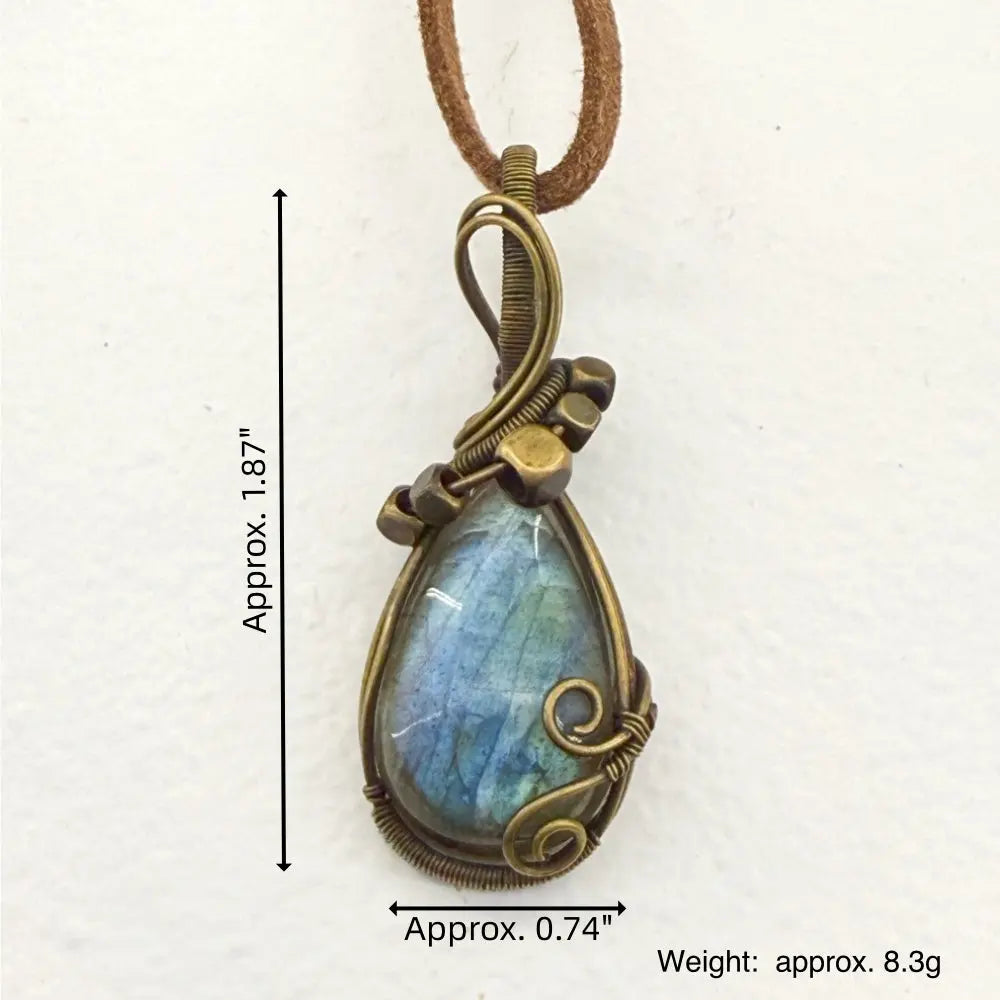 Starlight Whisper Handmade Labradorite Wire-Wrapped Pendant Necklace Shinepurity