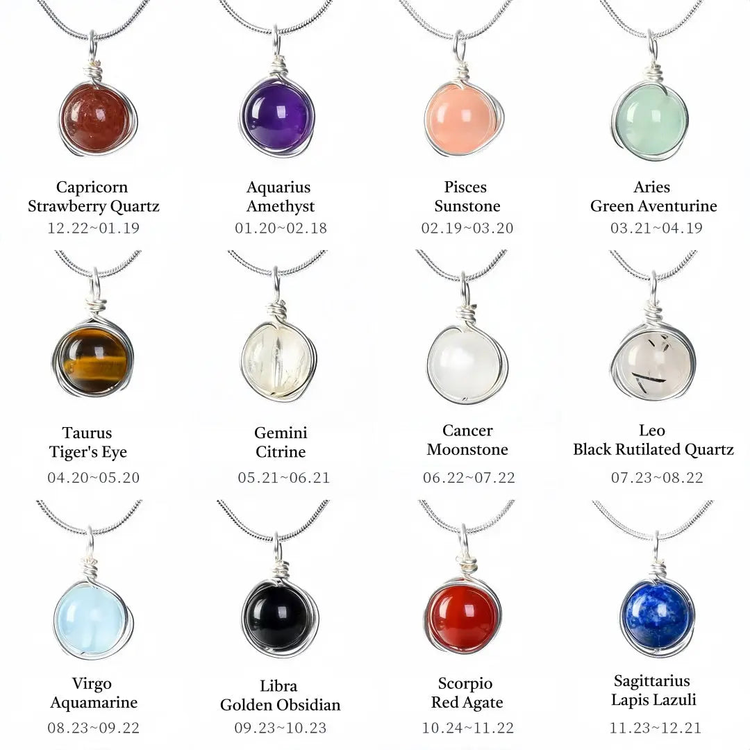 12 Zodiac Minimalist Wire-Wrapped Pendant Shinepurity