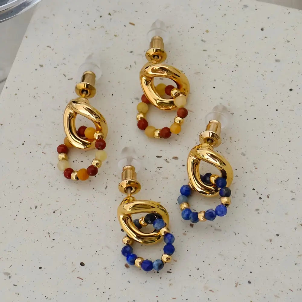Versatile Elegance and Healing Energy Vintage-Inspired Natural Stone Earrings Shinepurity