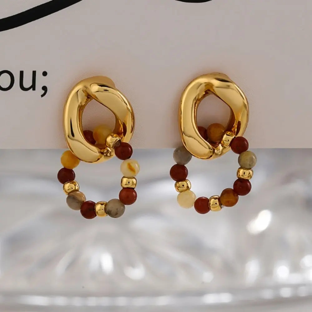 Versatile Elegance and Healing Energy Vintage-Inspired Natural Stone Earrings Shinepurity