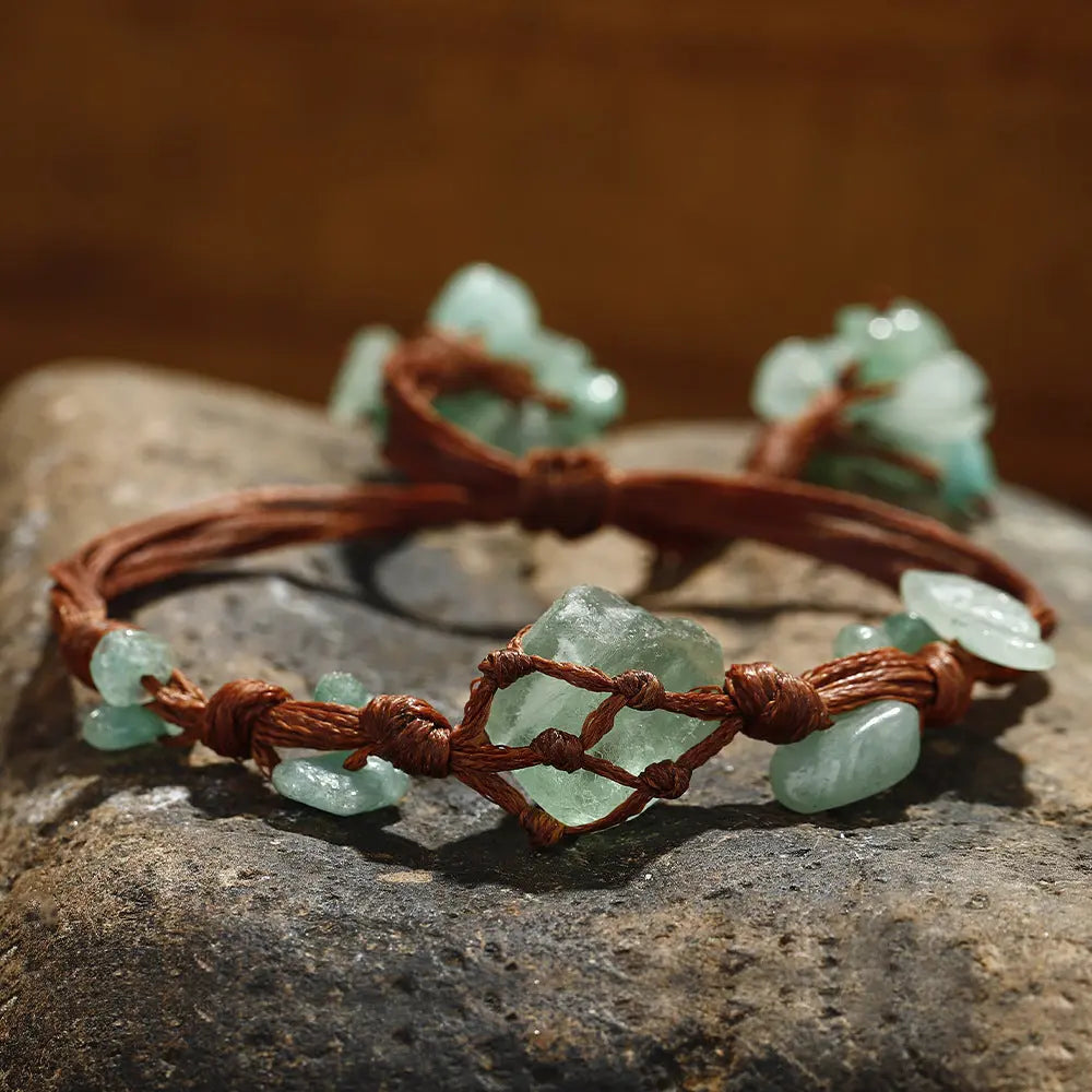 Vintage Style Green Aventurine Handmade Woven Bracelet Shinepurity