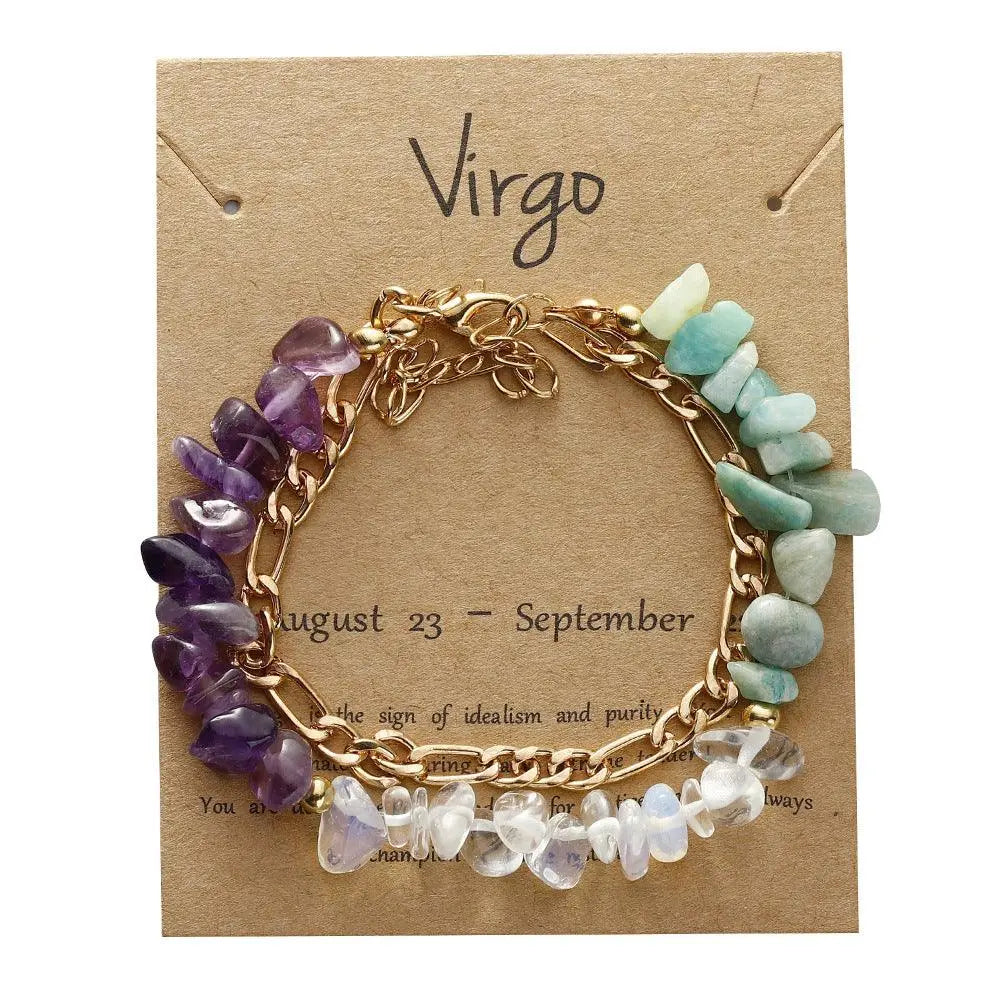 12 Zodiac Signs Crystal Chip Double Layer Bracelet - Shinepurity