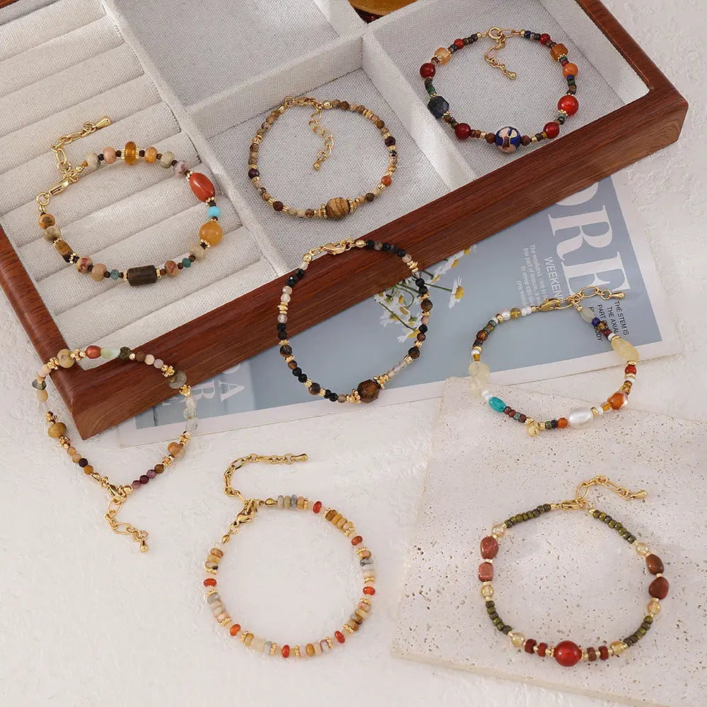 Warm Tone Bracelet | Niche Design Vintage-Inspired Colorful Handmade Beaded Bracelet Shinepurity