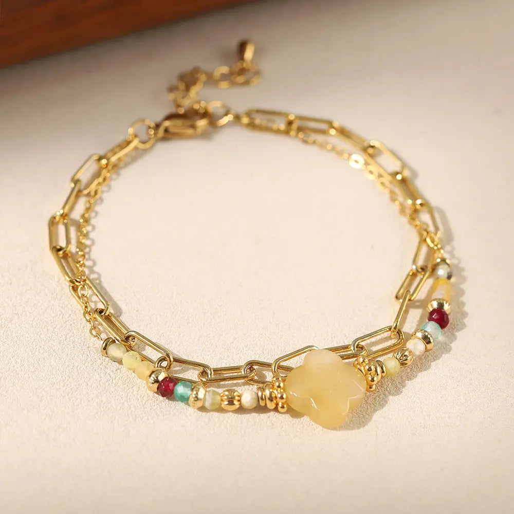 Warm Tone Bracelet | Niche Design Vintage-Inspired Colorful Handmade Beaded Bracelet Shinepurity