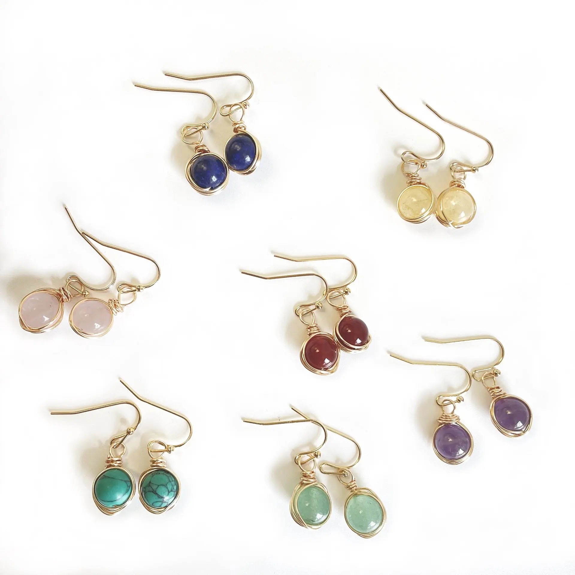 Wrapped Convex Natural Crystal Stone Earrings Shinepurity