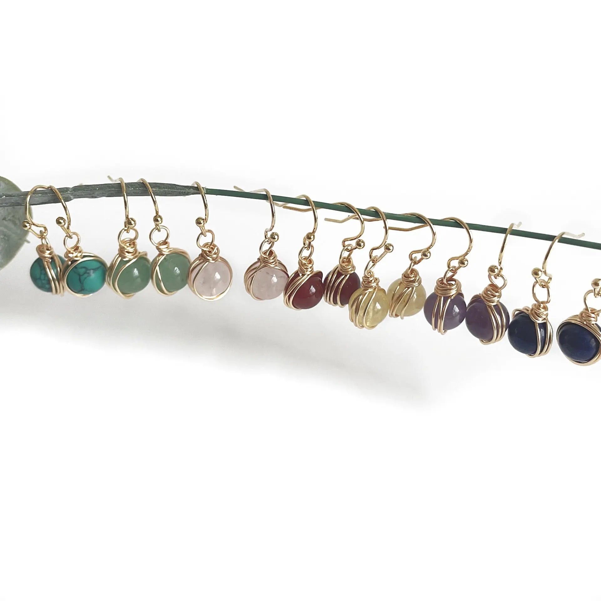 Wrapped Convex Natural Crystal Stone Earrings Shinepurity