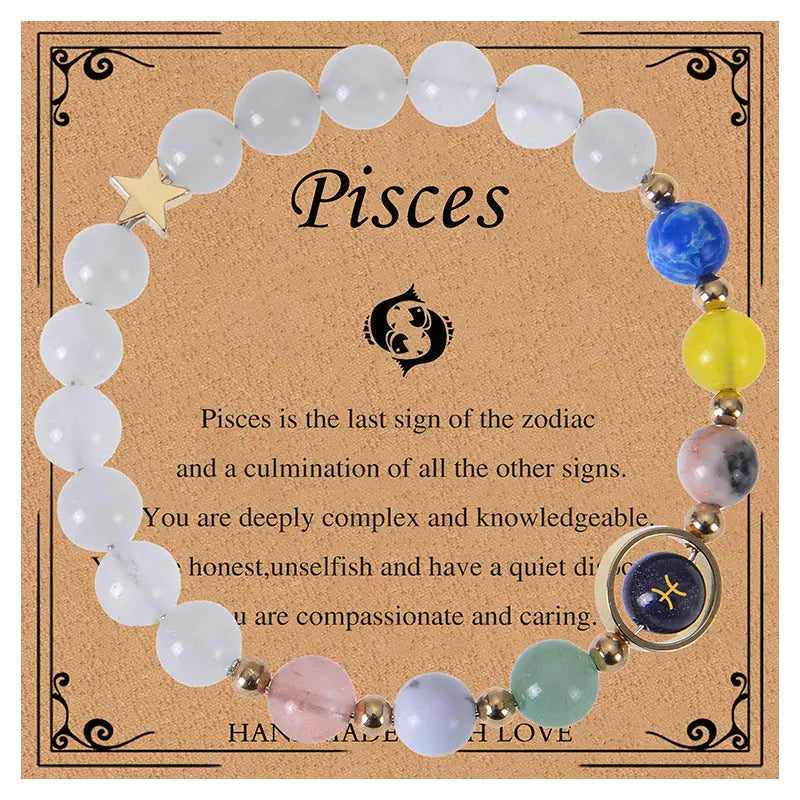 Zodiac Guardian | Blue Sandstone Zodiac Engraved White Jade Bracelet Shinepurity