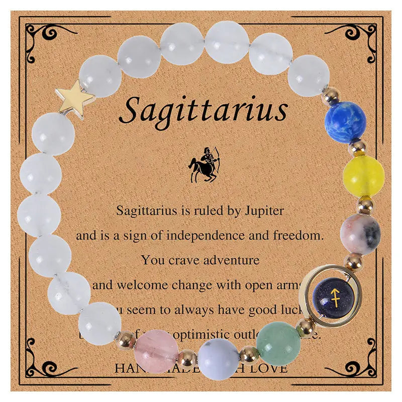 Zodiac Guardian | Blue Sandstone Zodiac Engraved White Jade Bracelet Shinepurity