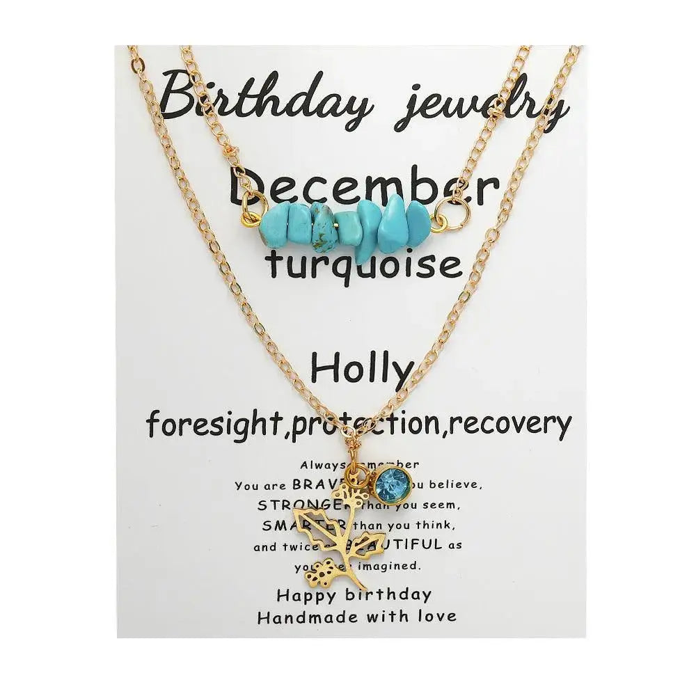 Birthstone Guardian Multi-Layered Crystal Necklace with Rosary Zirconia - Shinepurity