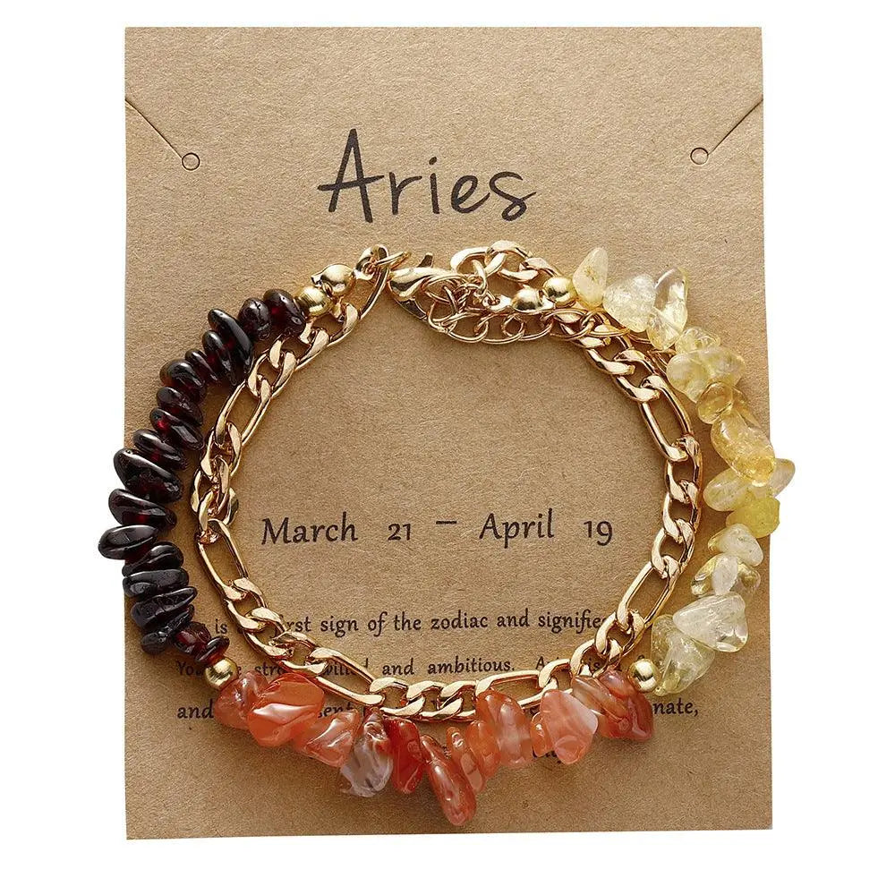 12 Zodiac Signs Crystal Chip Double Layer Bracelet - Shinepurity