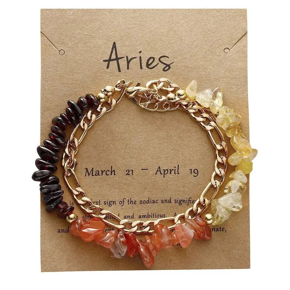 12 Zodiac Signs Crystal Chip Double Layer Bracelet - Shinepurity
