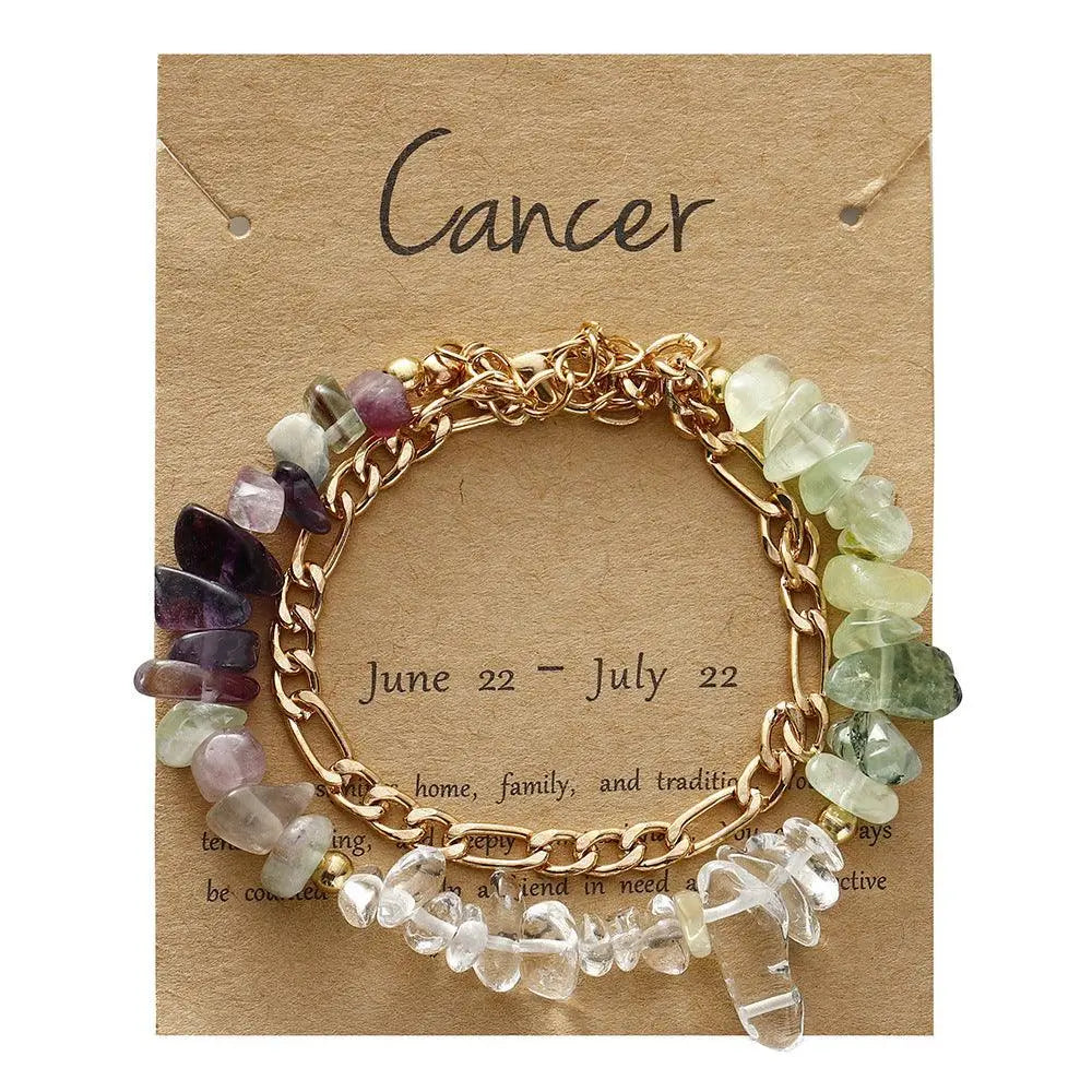 12 Zodiac Signs Crystal Chip Double Layer Bracelet - Shinepurity