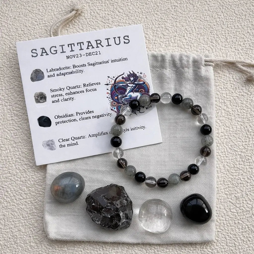 Zodiac Crystal Bracelet Set | Bracelet + 4 Raw Stones | Energy Kit Shinepurity