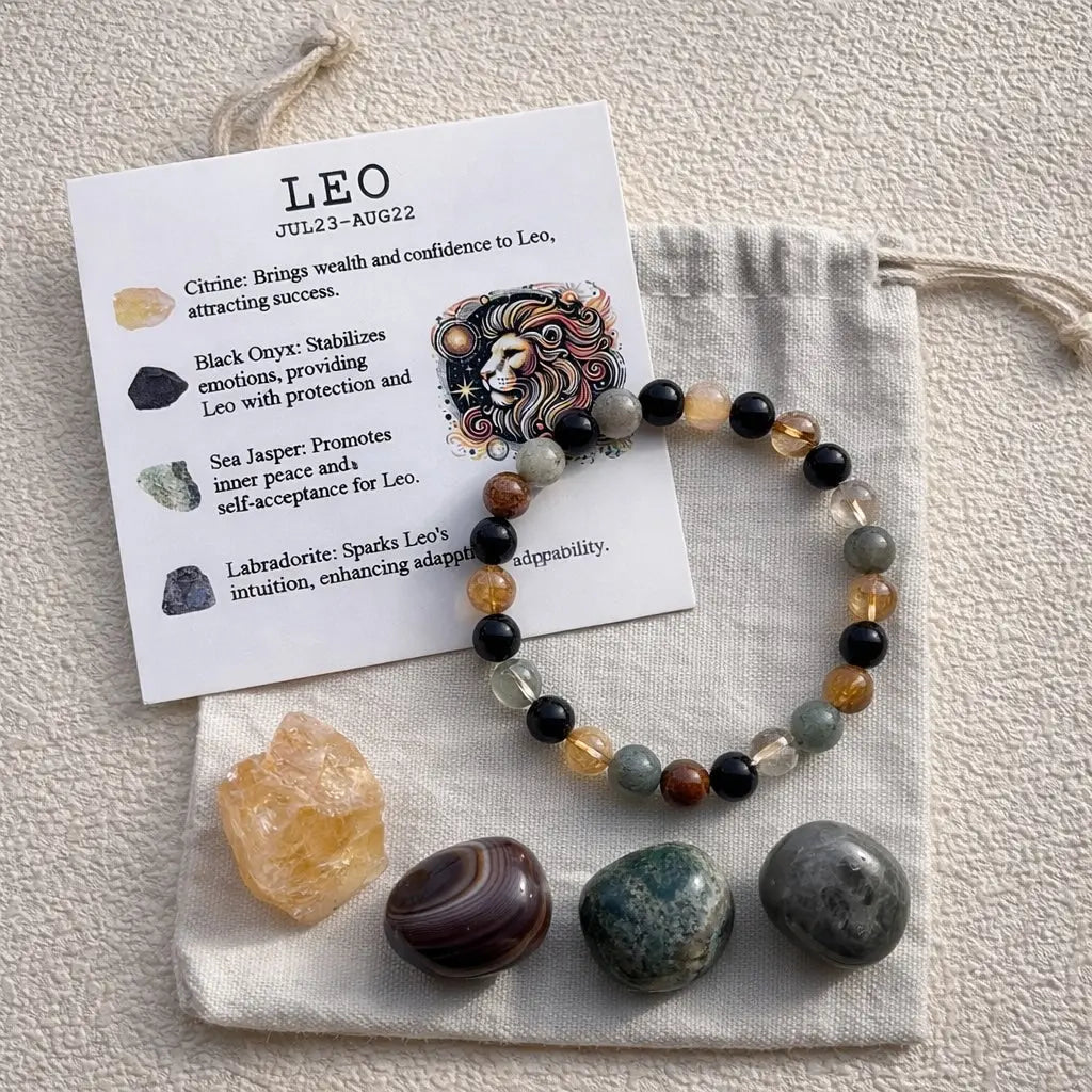 Zodiac Crystal Bracelet Set | Bracelet + 4 Raw Stones | Energy Kit Shinepurity