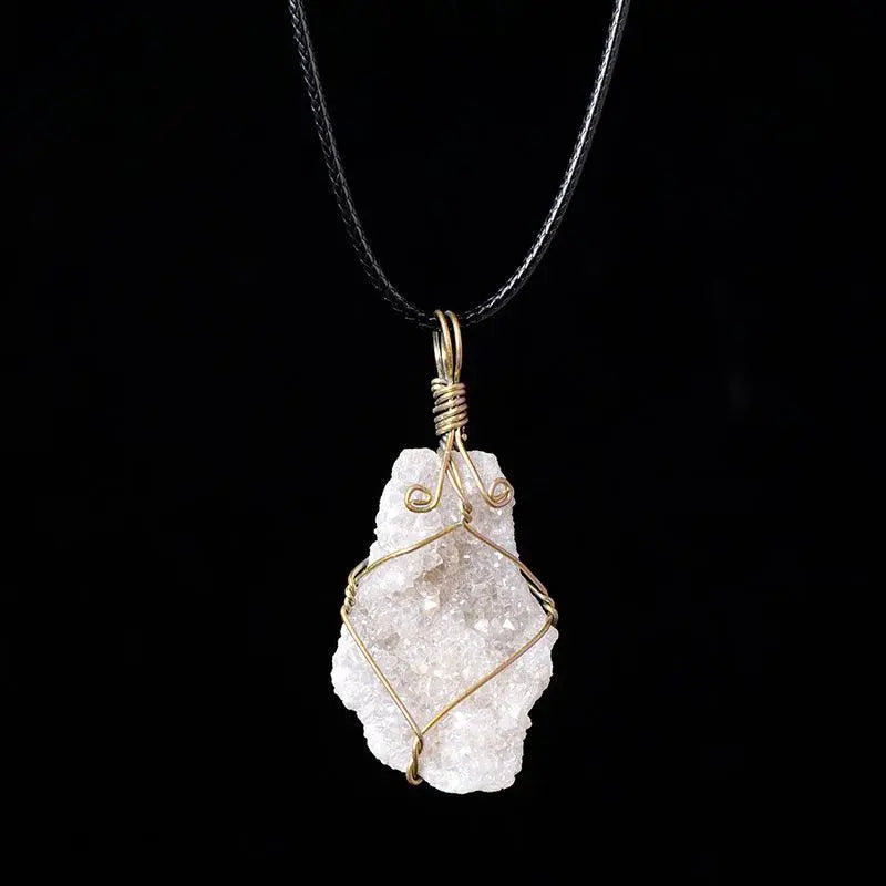 Agate Cluster Wire-Wrapped Pendant Necklace - Shinepurity