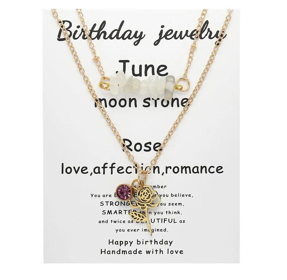 Birthstone Guardian Multi-Layered Crystal Necklace with Rosary Zirconia - Shinepurity