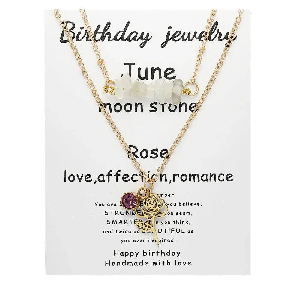 Birthstone Guardian Multi-Layered Crystal Necklace with Rosary Zirconia - Shinepurity
