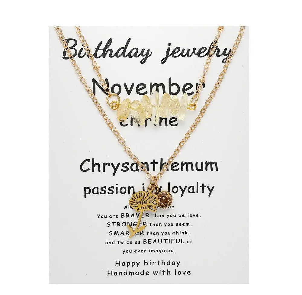 Birthstone Guardian Multi-Layered Crystal Necklace with Rosary Zirconia - Shinepurity