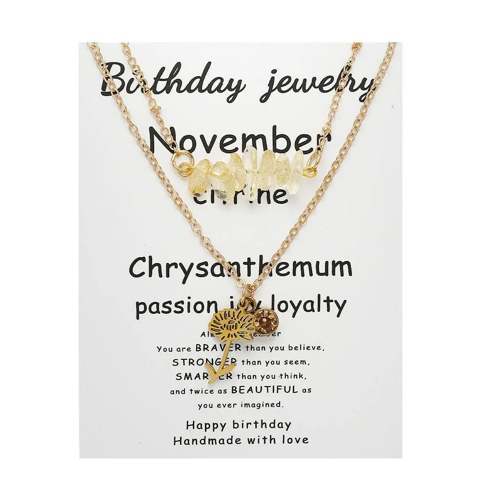 Birthstone Guardian Multi-Layered Crystal Necklace with Rosary Zirconia - Shinepurity