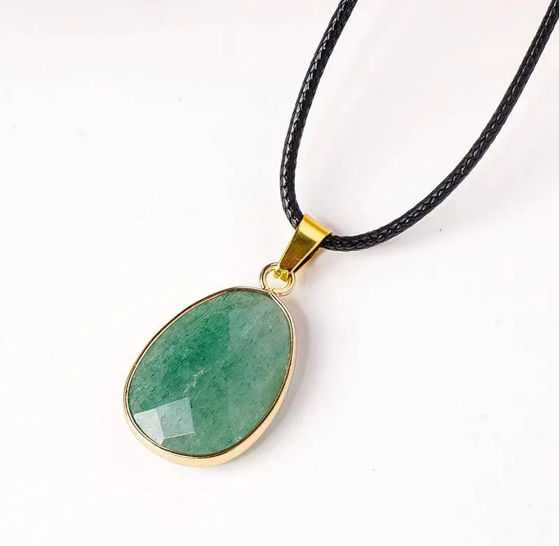 Teardrop Faceted Crystal Raw Stone Pendant Necklace - Shinepurity