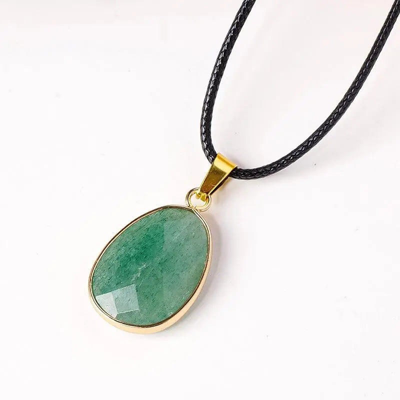Teardrop Faceted Crystal Raw Stone Pendant Necklace - Shinepurity