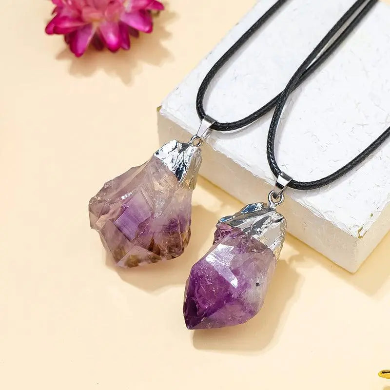 Uruguayan Amethyst Scepter Backbone Raw Stone Necklace - Shinepurity