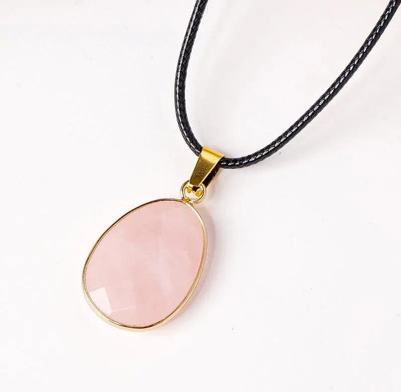 Teardrop Faceted Crystal Raw Stone Pendant Necklace - Shinepurity