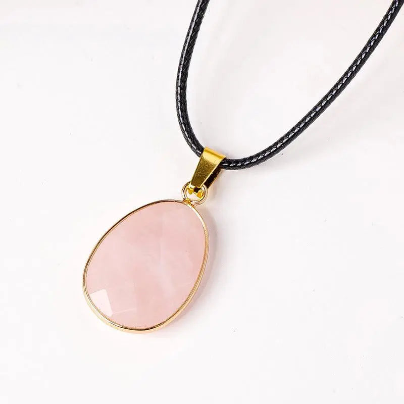 Teardrop Faceted Crystal Raw Stone Pendant Necklace - Shinepurity