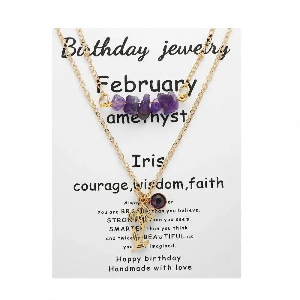 Birthstone Guardian Multi-Layered Crystal Necklace with Rosary Zirconia - Shinepurity