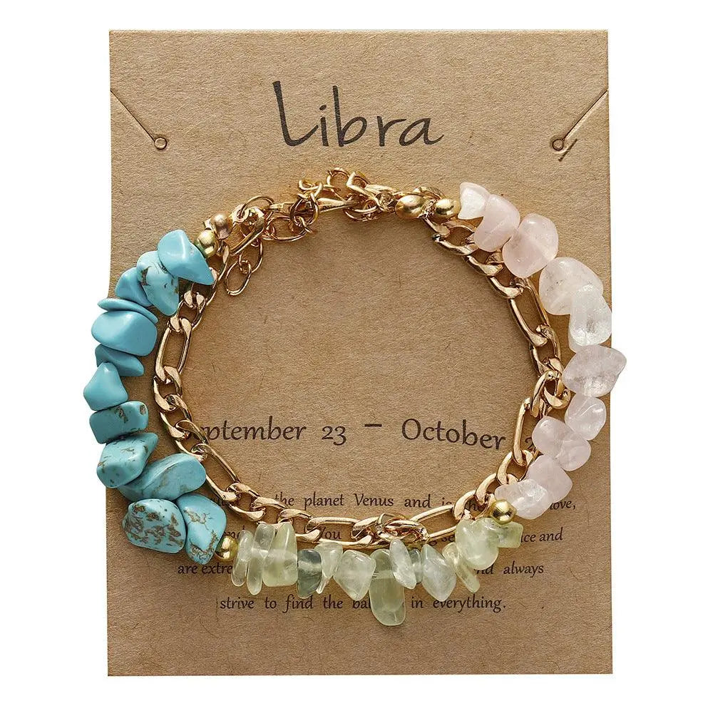 12 Zodiac Signs Crystal Chip Double Layer Bracelet - Shinepurity
