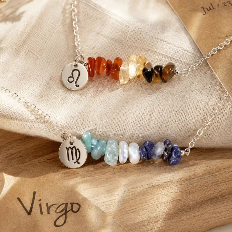 12 Zodiac Signs Crystal Gravel Necklace Shinepurity