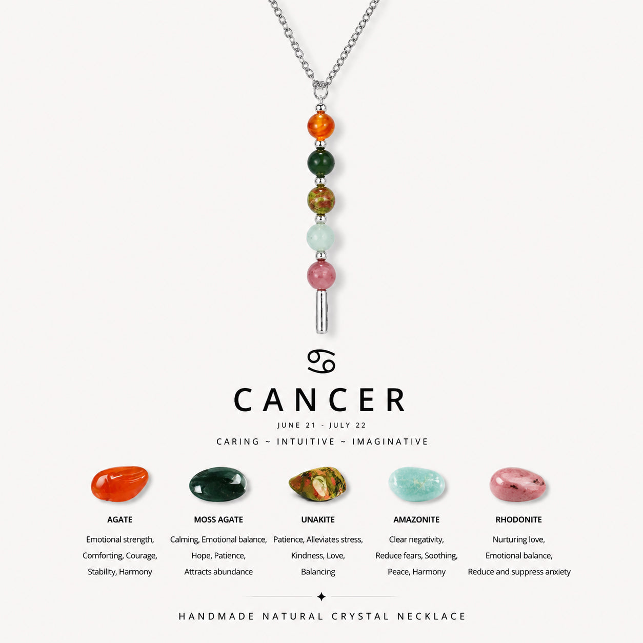 12 Zodiac Signs Exclusive Natural Crystal Energy Beaded Necklace Shinepurity