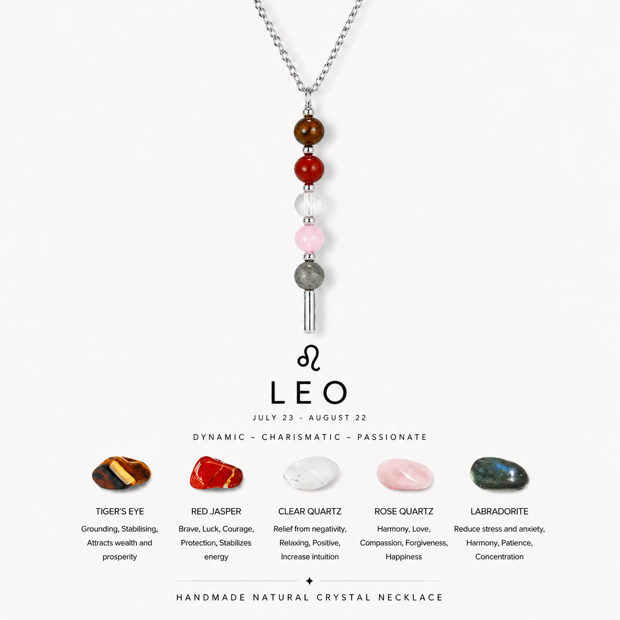 12 Zodiac Signs Exclusive Natural Crystal Energy Beaded Necklace Shinepurity