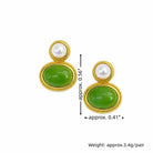 Handmade Elegant Green Jasper Pearl Stud Earrings Shinepurity