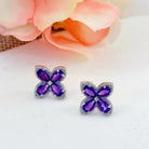 Handmade Romantic Amethyst Stud Earrings Shinepurity