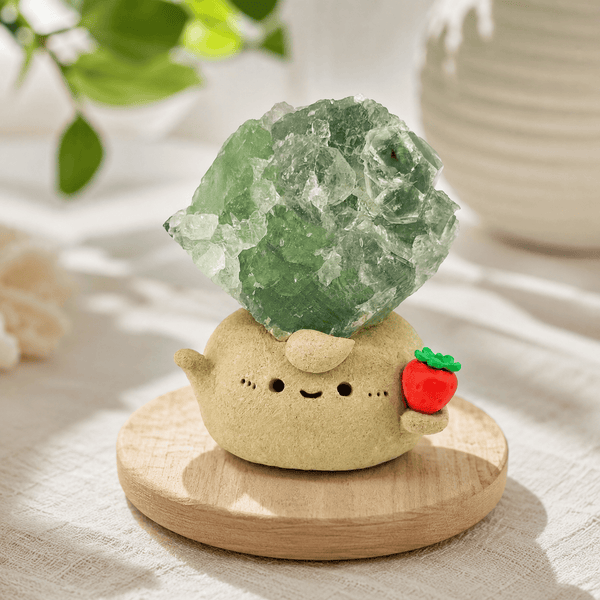 A Little Touch of Green Green Fluorite Strawberry Crystal Pet